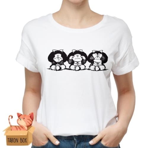 Camiseta de Mafalda monitos color blanco