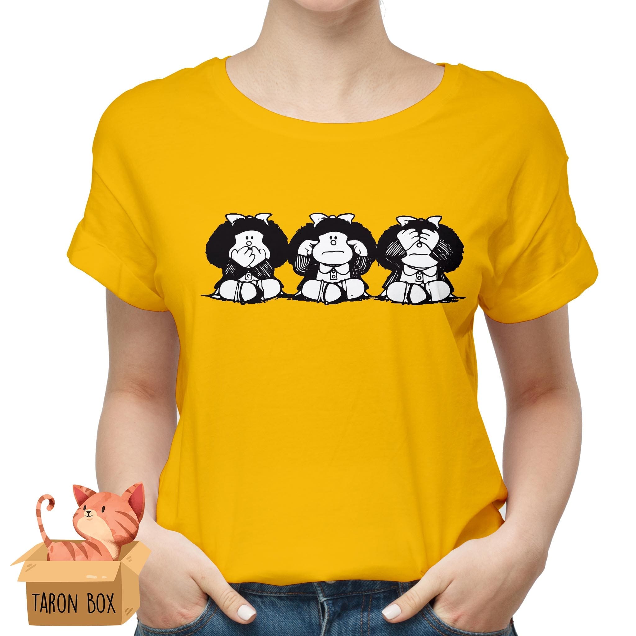 Camiseta de Mafalda monitos color amarillo