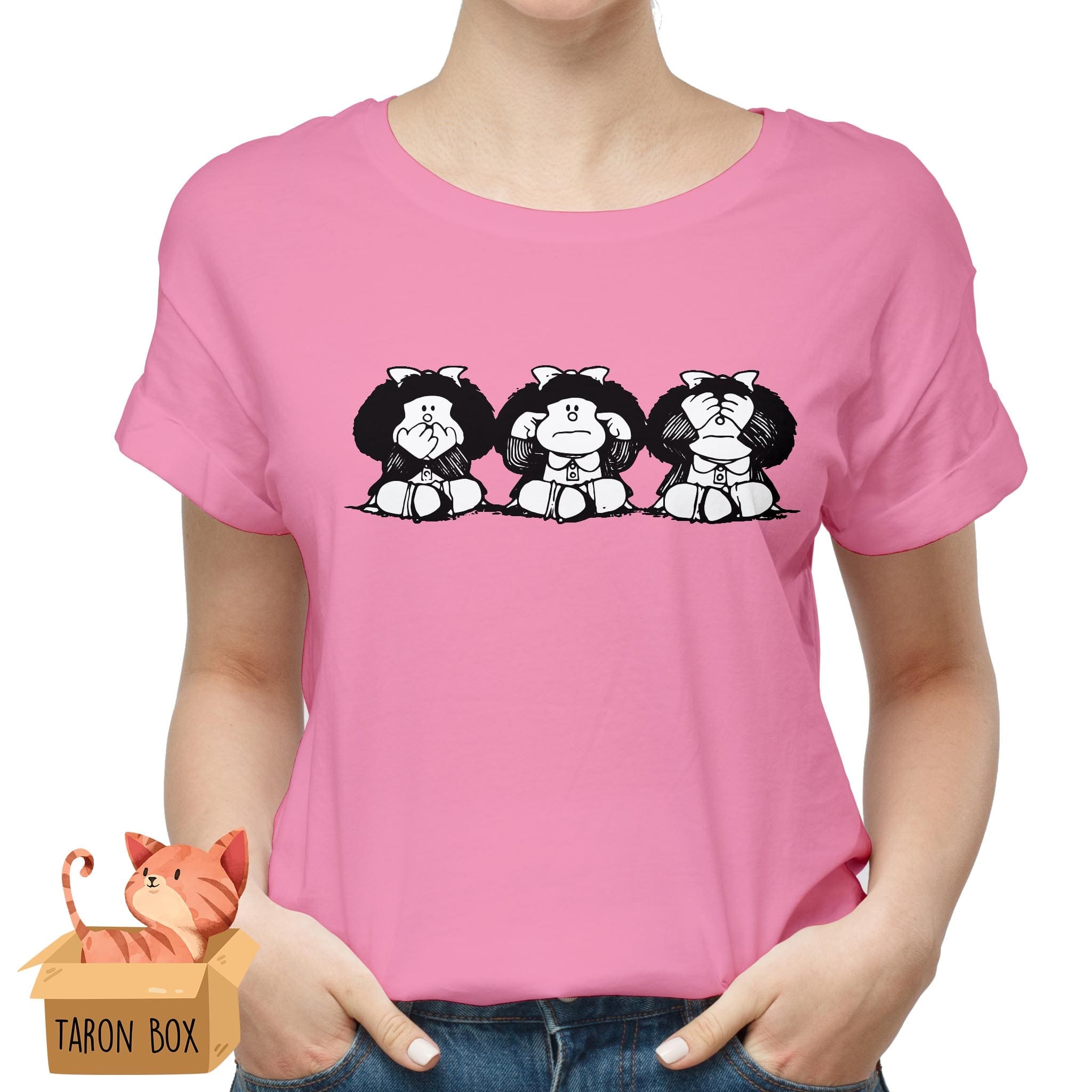 Camiseta de Mafalda monitos color rosa