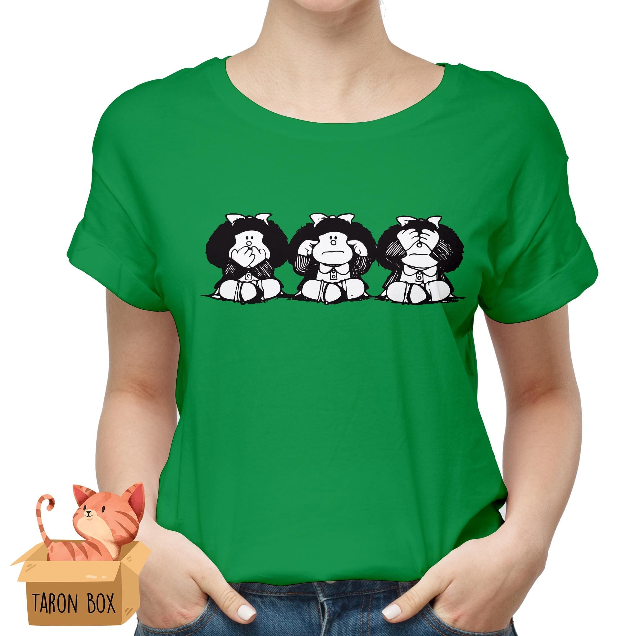Camiseta de Mafalda monitos color verde