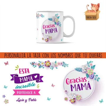 Taza personalizada con nombre Gracias mamá