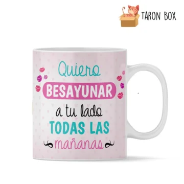 Taza quiero besayunar a tu lado todas las mañanas
