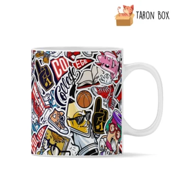 Taza con pegatinas