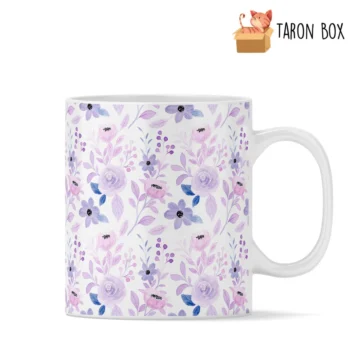 Taza amapolas y rosas moradas