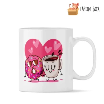 Taza pareja donut y café